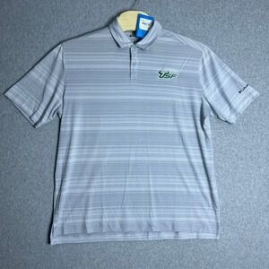 NWT Columbia Golf Men's Gray Striped USF Bulls Athletic Polo Shirt‎ Size 2XL
